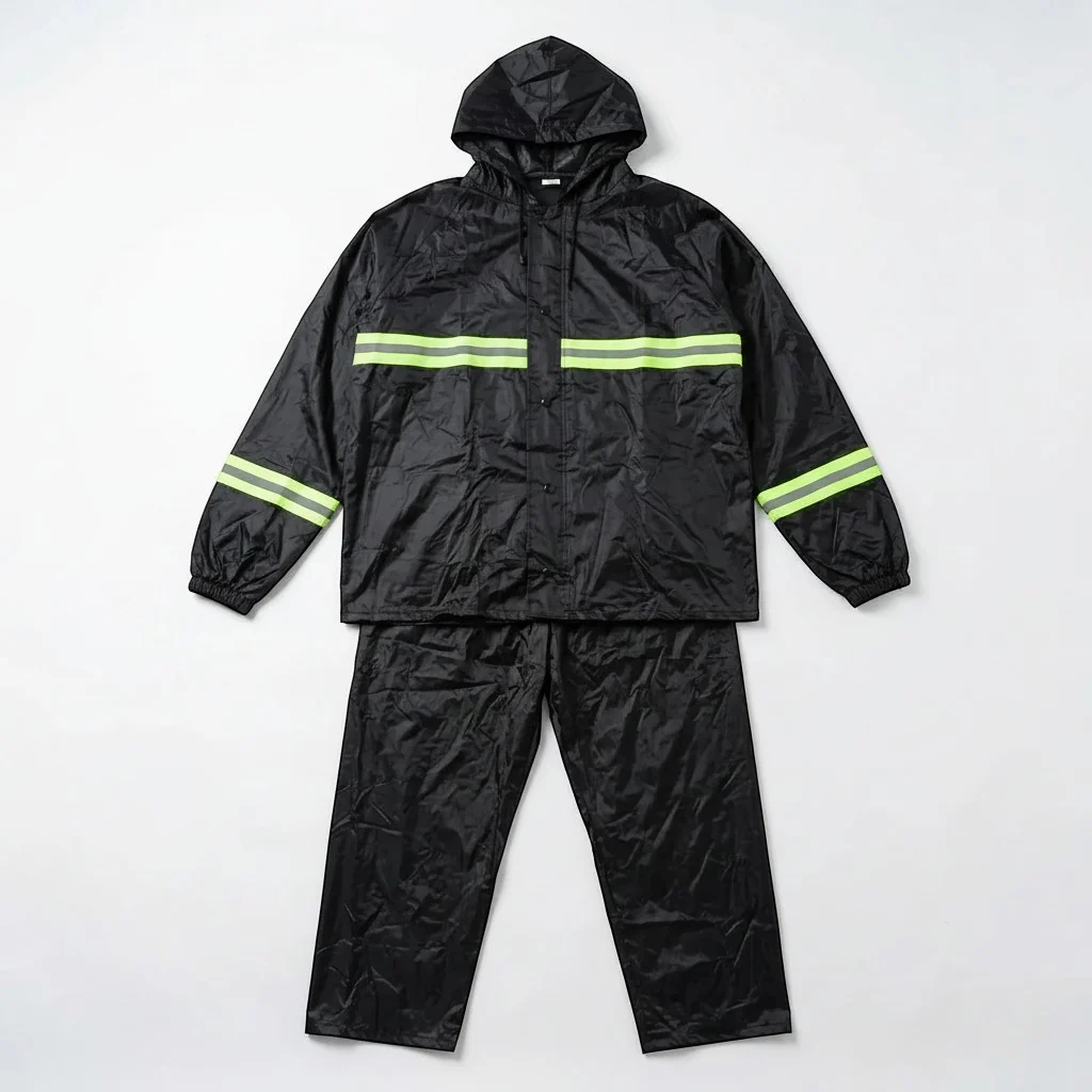 One Size Rain Coat with Reflective Strips