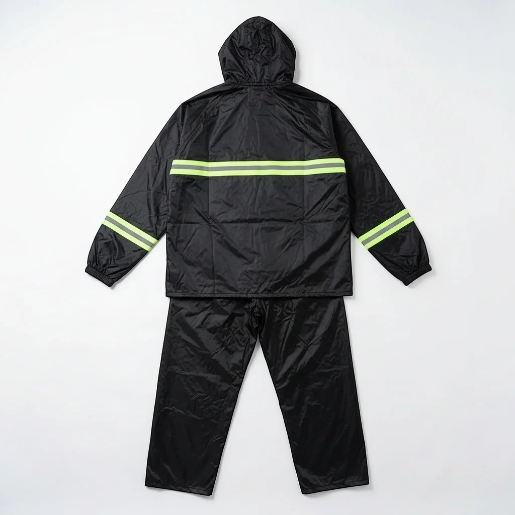 One Size Rain Coat with Reflective Strips