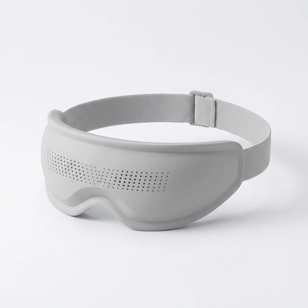 Adjustable Eye Sleeping Mask in gray with breathable design and adjustable strap for comfortable sleep.