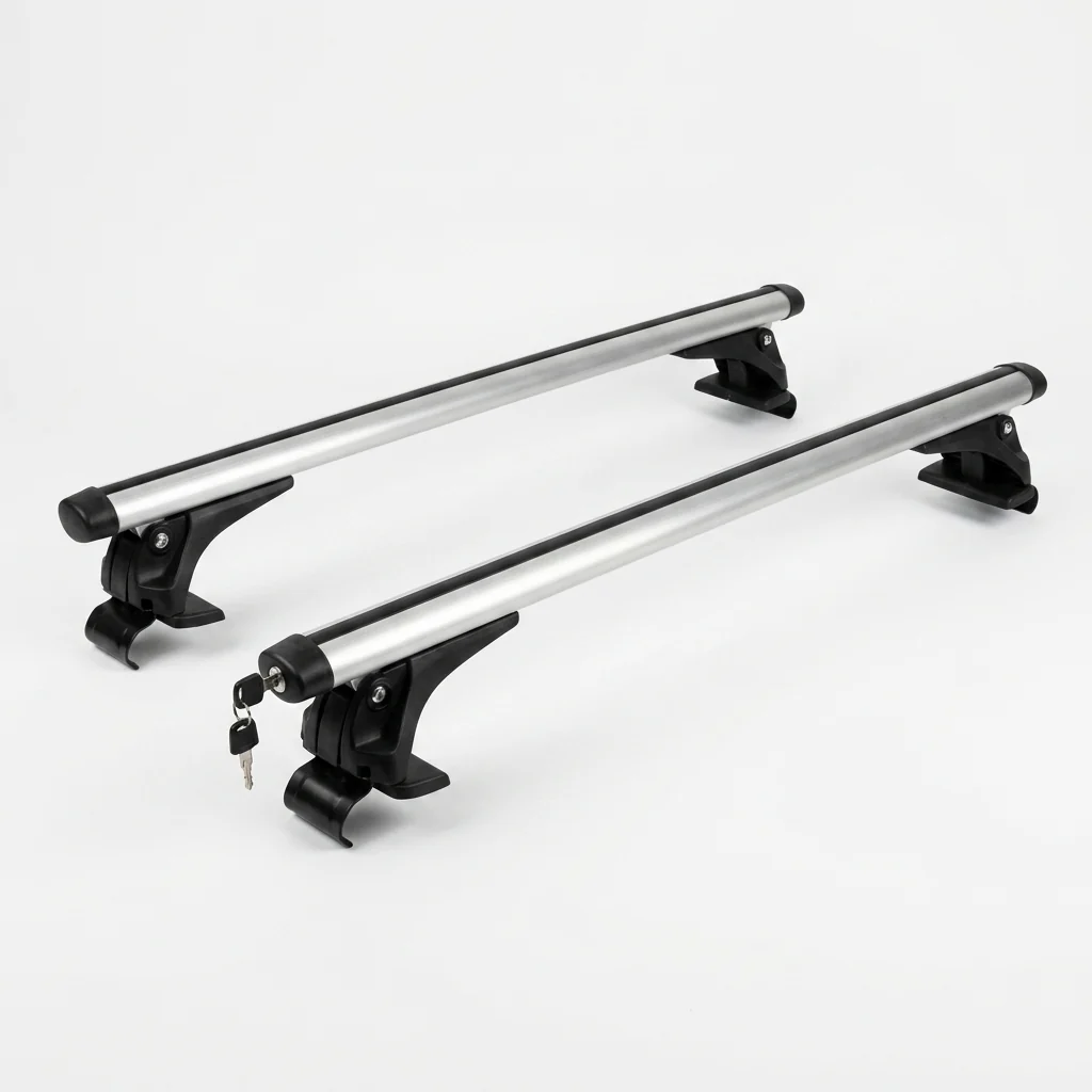 120cm Lockable Car Roof Crossbars displayed on a white background, featuring lockable mechanisms and sturdy mounts.