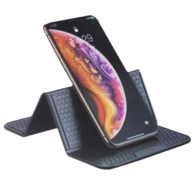 Anti-Slip Mobile Phone Stand and Holder with a smartphone positioned for easy viewing.