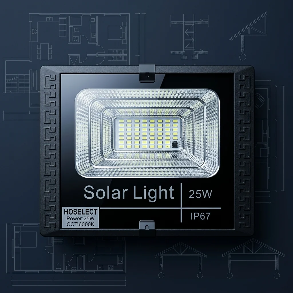 25W Solar Floodlight showing an efficient solar-powered lighting solution for outdoor use.