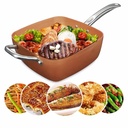 5Pcs Set Deep Dish Square Pan 9.5'' with assorted cooked meals and a variety of ingredients shown.