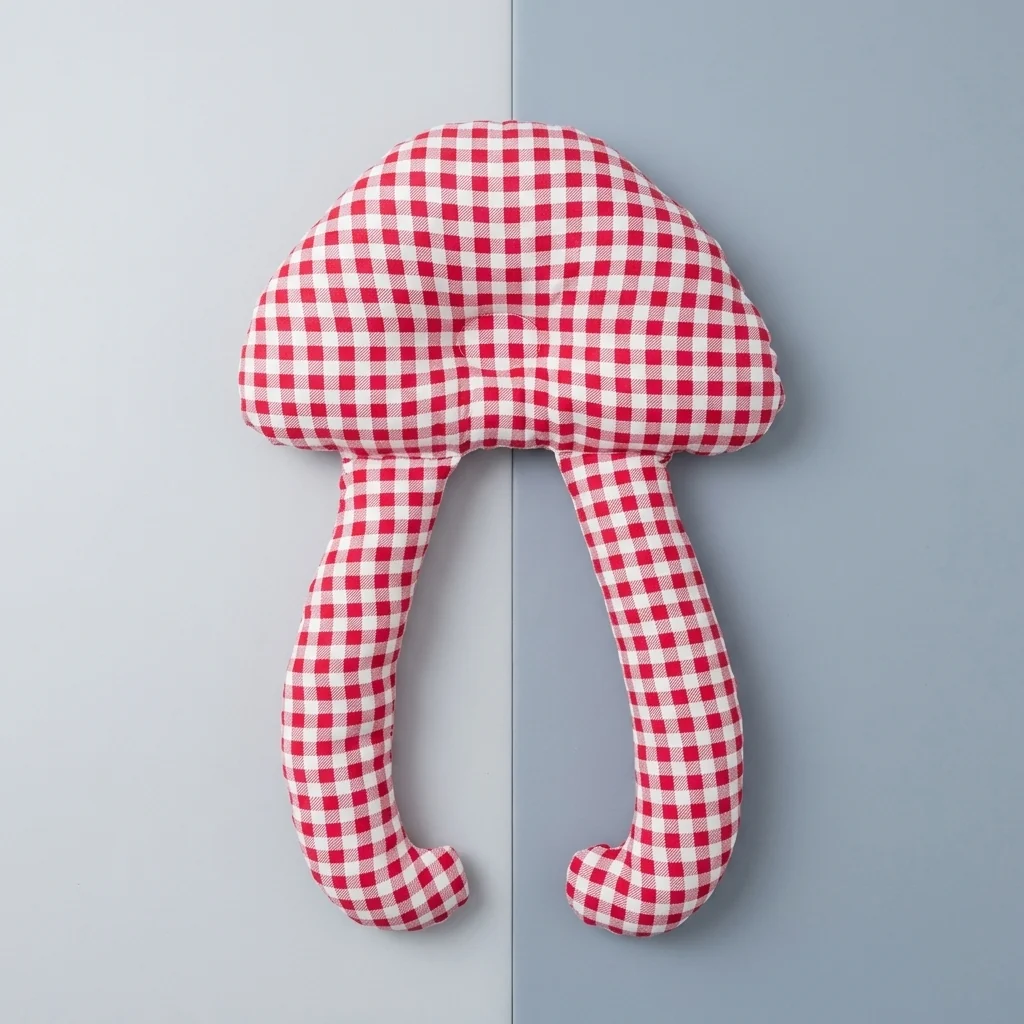 Red Gingham Baby Support Cushion in red-and-white checked pattern, designed for stroller and chair comfort.
