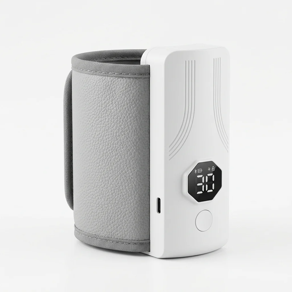 Portable USB Rechargeable Baby Bottle Warmer with LED screen for real-time temperature tracking.