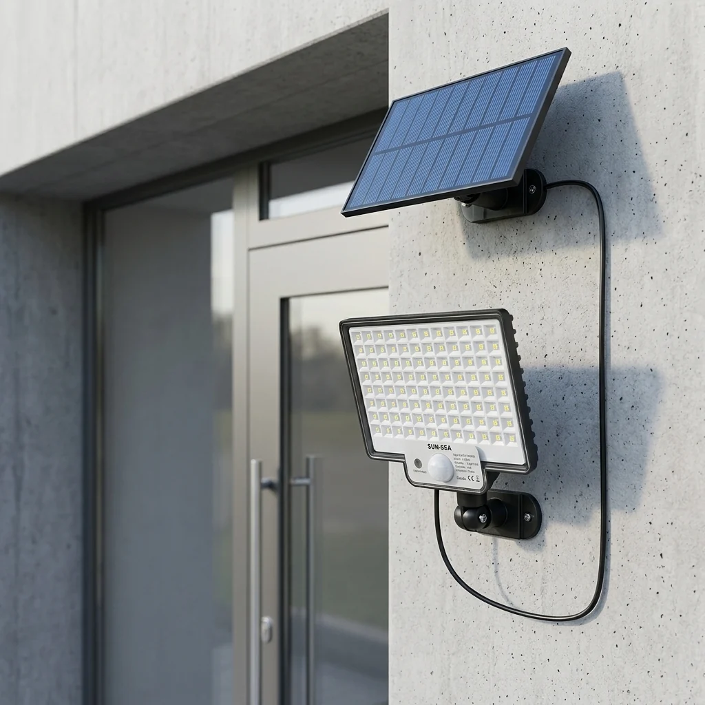 108-LED Split Solar Flood Light PIR Motion Remote