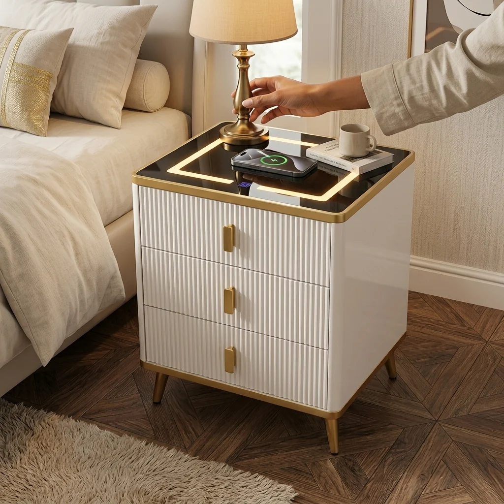 Smart Wireless Charging Bedside Table with Speakers