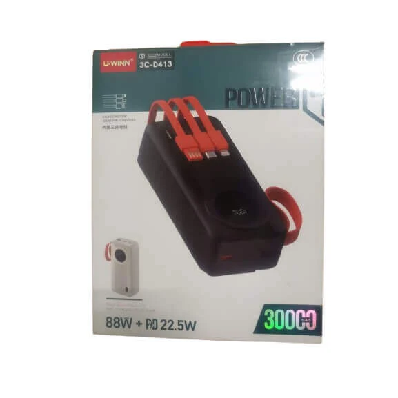 30000mAh Built-in Cable Power Bank