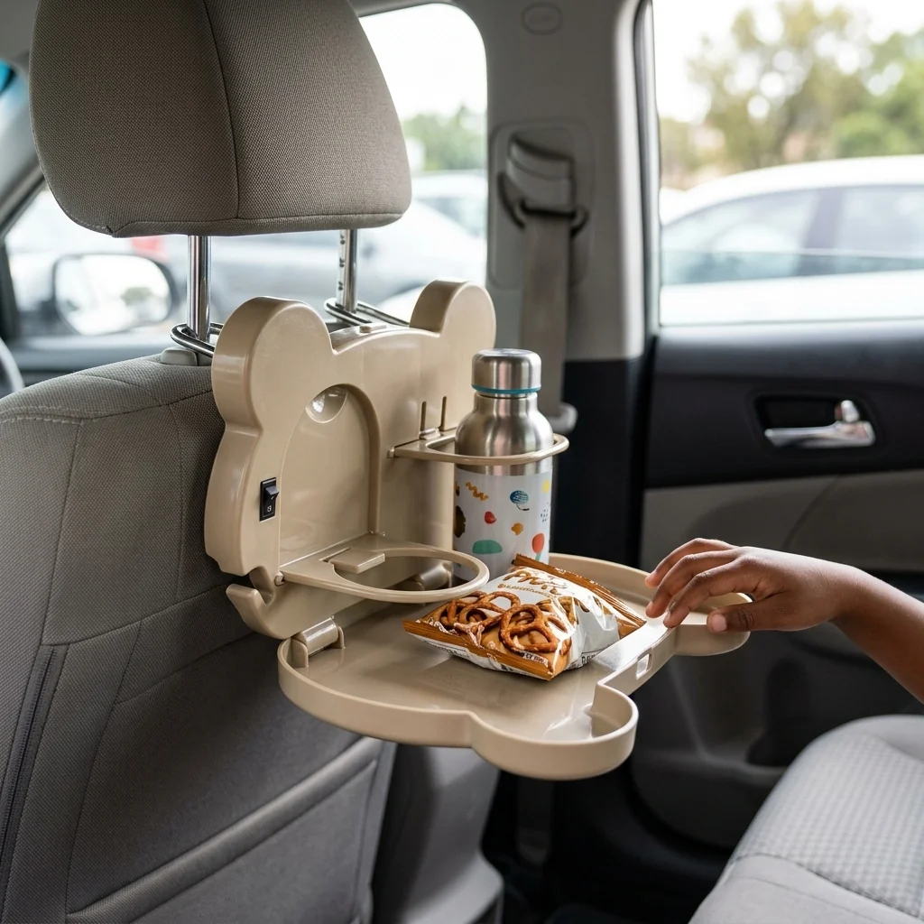 Bear-Shaped Backseat Travel Tray & Cup Holder
