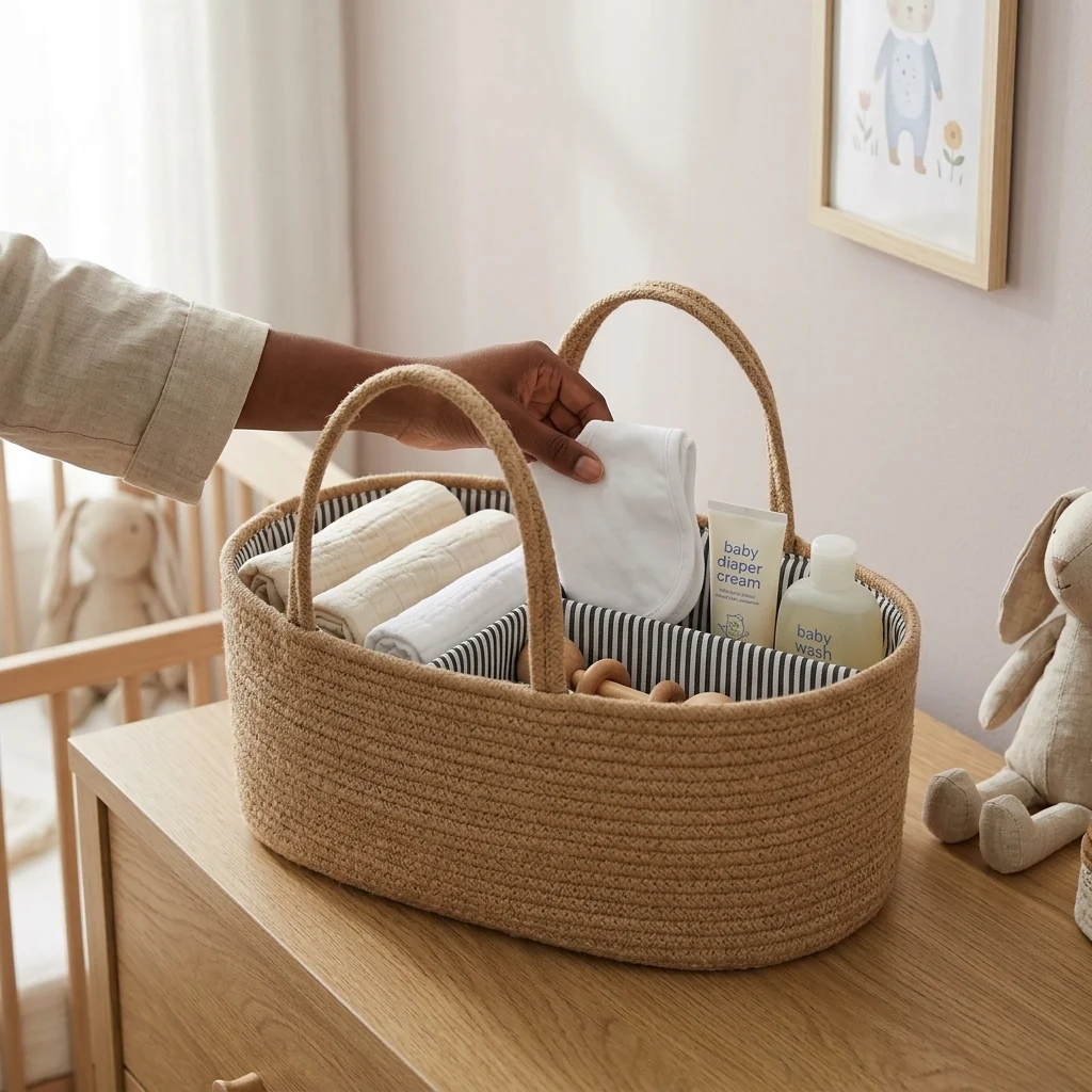 Woven Cotton Rope Diaper Caddy