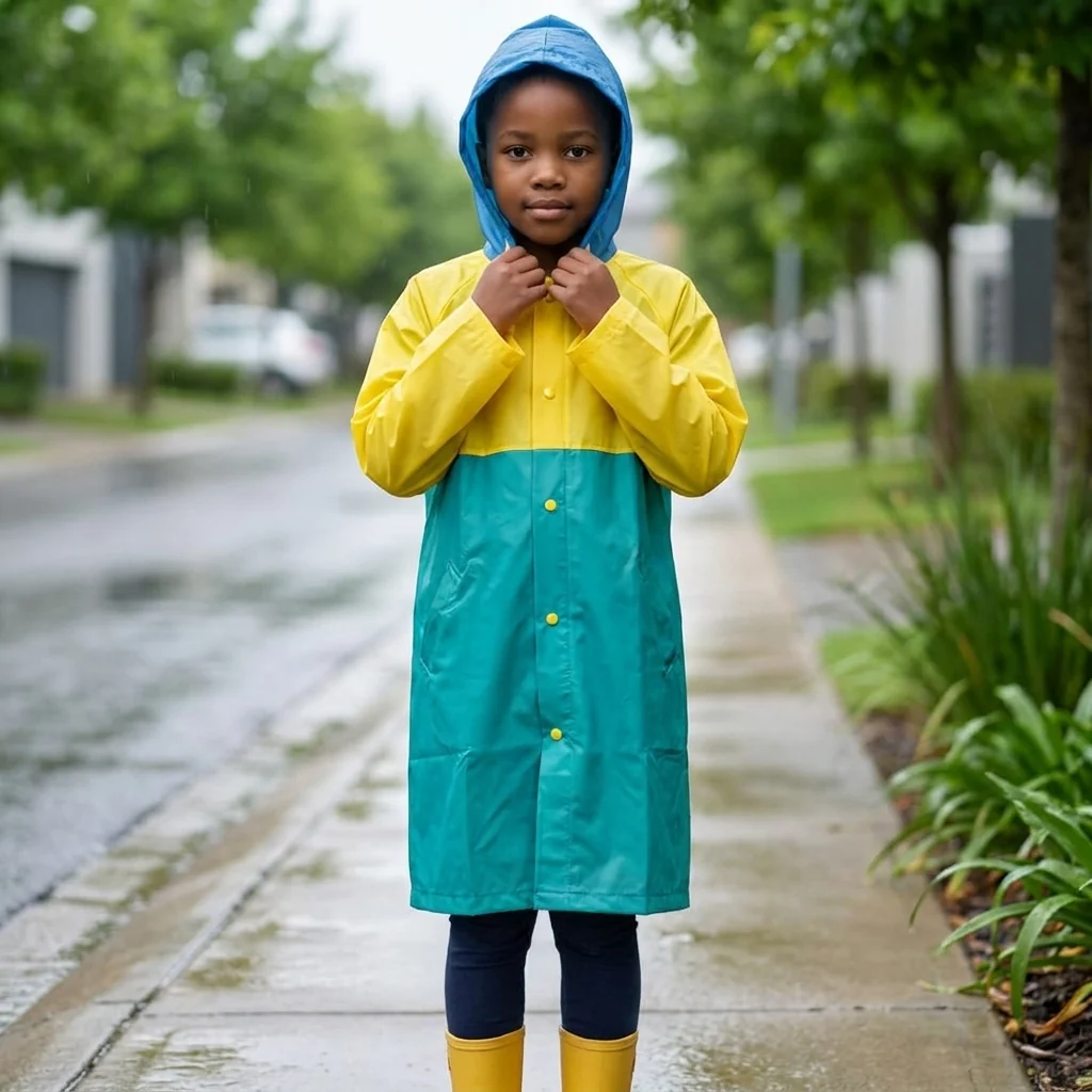 Childrens Hooded Raincoat for Extra Rainy Day Coverage
