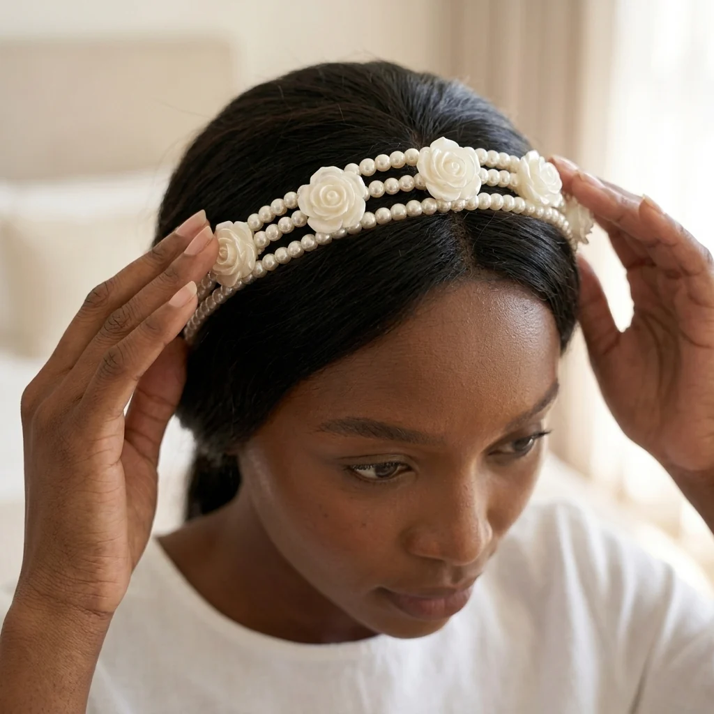 Pearl Rose Layered Headband - Multi-Row Design